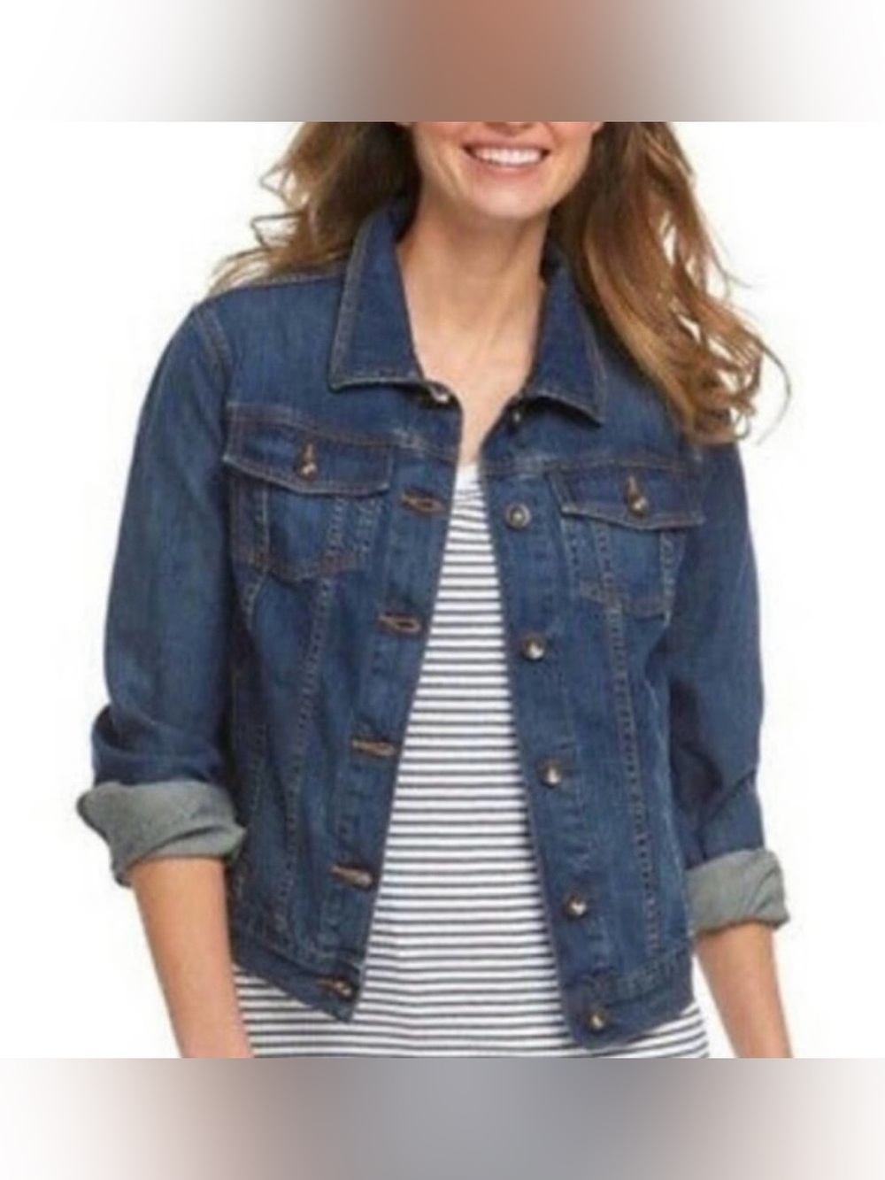 Lands’ End Jean Jacket, Sz. XS, Trucker Style, Good Condition